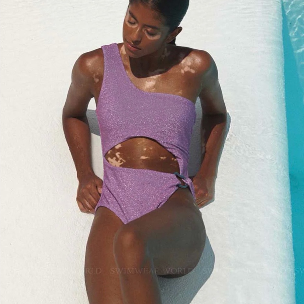Baobab Collection One-Shoulder Cutout One-Piece Swimsuit in Lavender
